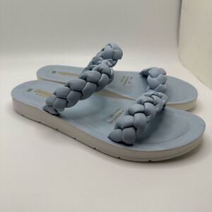 CUSHIONAIRE Women's braided slide sandal +Memory Foam 6.5 BLUE